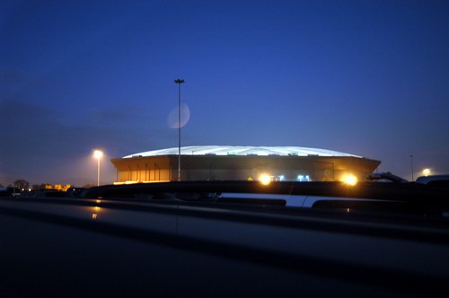 Silverdome Drive-In Theatre - Dome Looms Behind Us